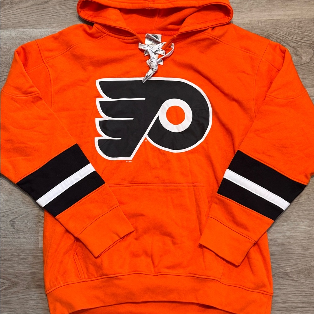 SOLD NHL Philadelphia Flyers Men's Long Sleeve Hooded Sweatshirt with Lace